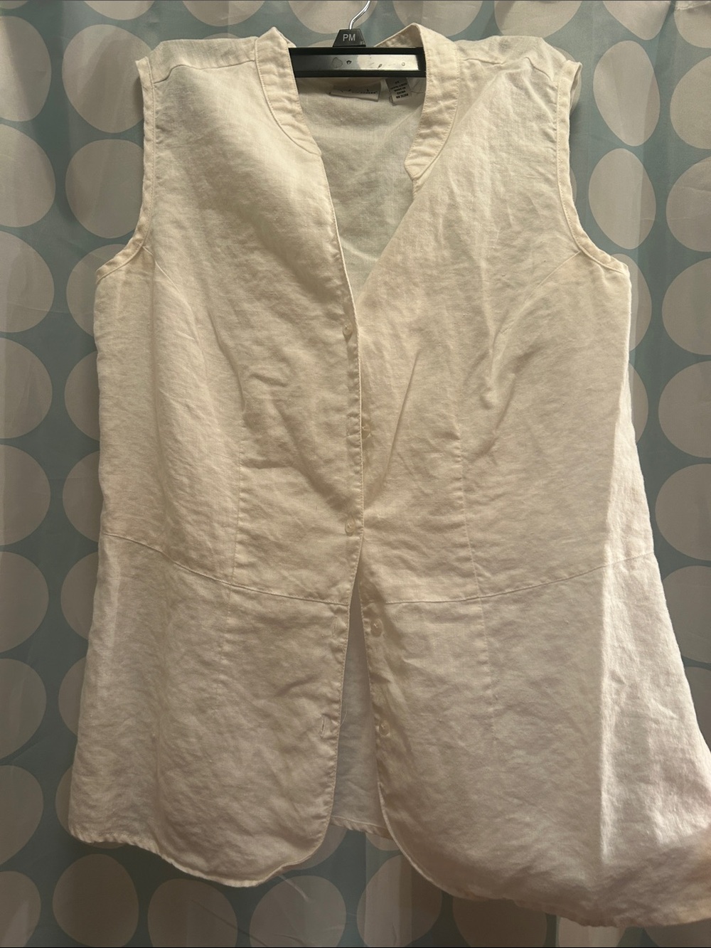 Kim Rogers Cream Linen Sleeveless Button Vest